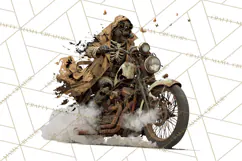Heavy Metal Skeleton Biker Clipart, Halloween Motorcycles Product Image 3