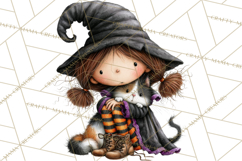 Sweet Little Witches PNG, Cute Halloween Witch Clip Art Product Image 3