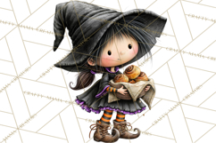 Sweet Little Witches PNG, Cute Halloween Witch Clip Art Product Image 4