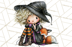 Sweet Little Witches PNG, Cute Halloween Witch Clip Art Product Image 3