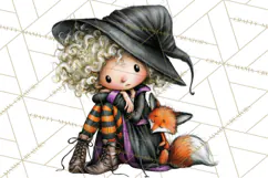 Sweet Little Witches PNG, Cute Halloween Witch Clip Art Product Image 3