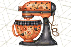 Bright Halloween Kitchen Clipart PNG, Spooky Aprons Mixers Product Image 3