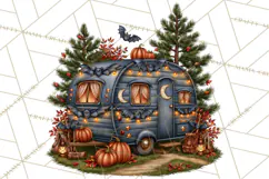 Halloween Camper Clipart PNG Vintage Camping Designs Product Image 3