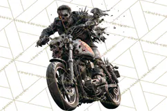 Heavy Metal Skeleton Biker Clipart, Halloween Motorcycles Product Image 3