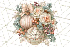 Botanical Christmas Clipart PNG, Winter Flower Decorations Product Image 4