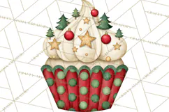 Christmas Paper Cupcake Clipart PNG, Christmas Sweet Treats Product Image 5