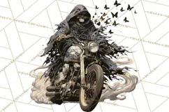 Heavy Metal Skeleton Biker Clipart, Halloween Motorcycles Product Image 5