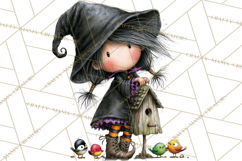 Sweet Little Witches PNG, Cute Halloween Witch Clip Art Product Image 2
