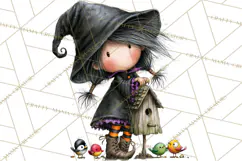 Sweet Little Witches PNG, Cute Halloween Witch Clip Art Product Image 2