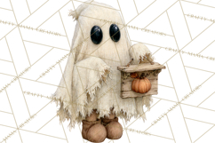 Frayed Fall Ghosts PNG Cozy Autumn Ghost Clipart Product Image 2