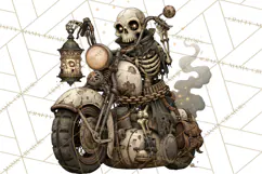 Heavy Metal Skeleton Biker Clipart, Halloween Motorcycles Product Image 2