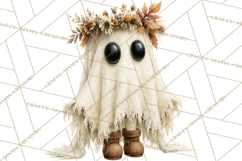 Frayed Fall Ghosts PNG Cozy Autumn Ghost Clipart Product Image 3