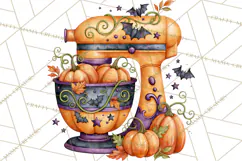 Bright Halloween Kitchen Clipart PNG, Spooky Aprons Mixers Product Image 3