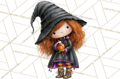 Sweet Little Witches PNG, Cute Halloween Witch Clip Art Product Image 3