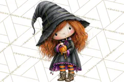 Sweet Little Witches PNG, Cute Halloween Witch Clip Art Product Image 3