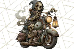 Heavy Metal Skeleton Biker Clipart, Halloween Motorcycles Product Image 3