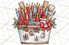 Christmas School Clipart PNG, Teacher Classroom Holiday Png Product Image 3