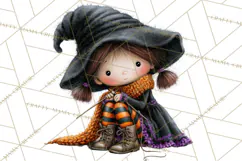 Sweet Little Witches PNG, Cute Halloween Witch Clip Art Product Image 4