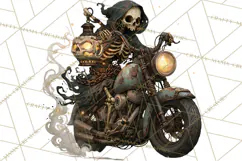 Heavy Metal Skeleton Biker Clipart, Halloween Motorcycles Product Image 4