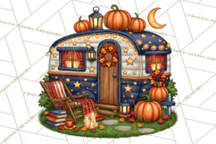 Halloween Camper Clipart PNG Vintage Camping Designs Product Image 3