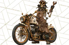 Heavy Metal Skeleton Biker Clipart, Halloween Motorcycles Product Image 5