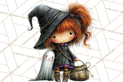 Sweet Little Witches PNG, Cute Halloween Witch Clip Art Product Image 5