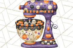 Bright Halloween Kitchen Clipart PNG, Spooky Aprons Mixers Product Image 5