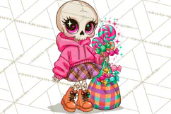 Cute Halloween Skeleton Clipart PNG, Creepy Cute Fall Decor Product Image 2