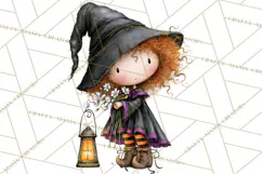 Sweet Little Witches PNG, Cute Halloween Witch Clip Art Product Image 2
