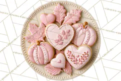 Pink Autumn Cookies Clipart PNG Product Image 2
