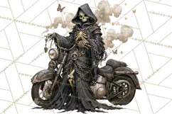 Heavy Metal Skeleton Biker Clipart, Halloween Motorcycles Product Image 3