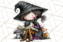 Sweet Little Witches PNG, Cute Halloween Witch Clip Art Product Image 4