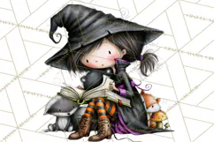 Sweet Little Witches PNG, Cute Halloween Witch Clip Art Product Image 4