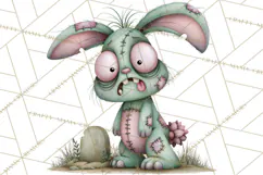 Cute Zombie Bunnies PNG Clipart, Halloween Animals Product Image 4
