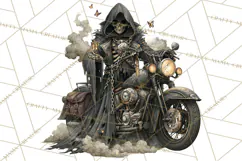 Heavy Metal Skeleton Biker Clipart, Halloween Motorcycles Product Image 4
