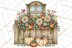 Autumn Village Clipart PNG, Cozy Fall Cottage Town Product Image 5
