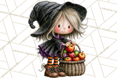 Sweet Little Witches PNG, Cute Halloween Witch Clip Art Product Image 5