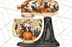 Bright Halloween Kitchen Clipart PNG, Spooky Aprons Mixers Product Image 5