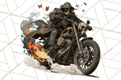 Heavy Metal Skeleton Biker Clipart, Halloween Motorcycles Product Image 2