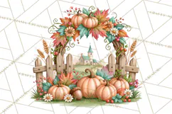 Autumn Village Clipart PNG, Cozy Fall Cottage Town Product Image 2