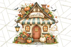 Halloween Village Clipart PNG, Spooky Cottage Town Product Image 2