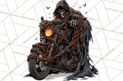 Heavy Metal Skeleton Biker Clipart, Halloween Motorcycles Product Image 4