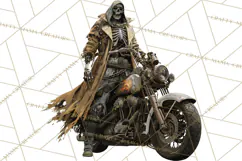 Heavy Metal Skeleton Biker Clipart, Halloween Motorcycles Product Image 3