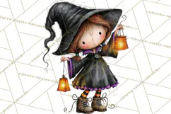 Sweet Little Witches PNG, Cute Halloween Witch Clip Art Product Image 3