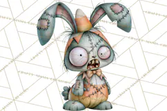 Cute Zombie Bunnies PNG Clipart, Halloween Animals Product Image 3