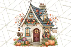 Halloween Village Clipart PNG, Spooky Cottage Town Product Image 3