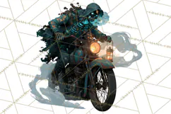 Heavy Metal Skeleton Biker Clipart, Halloween Motorcycles Product Image 4