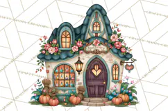 Halloween Village Clipart PNG, Spooky Cottage Town Product Image 4