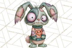 Cute Zombie Bunnies PNG Clipart, Halloween Animals Product Image 4