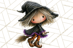 Sweet Little Witches PNG, Cute Halloween Witch Clip Art Product Image 4
